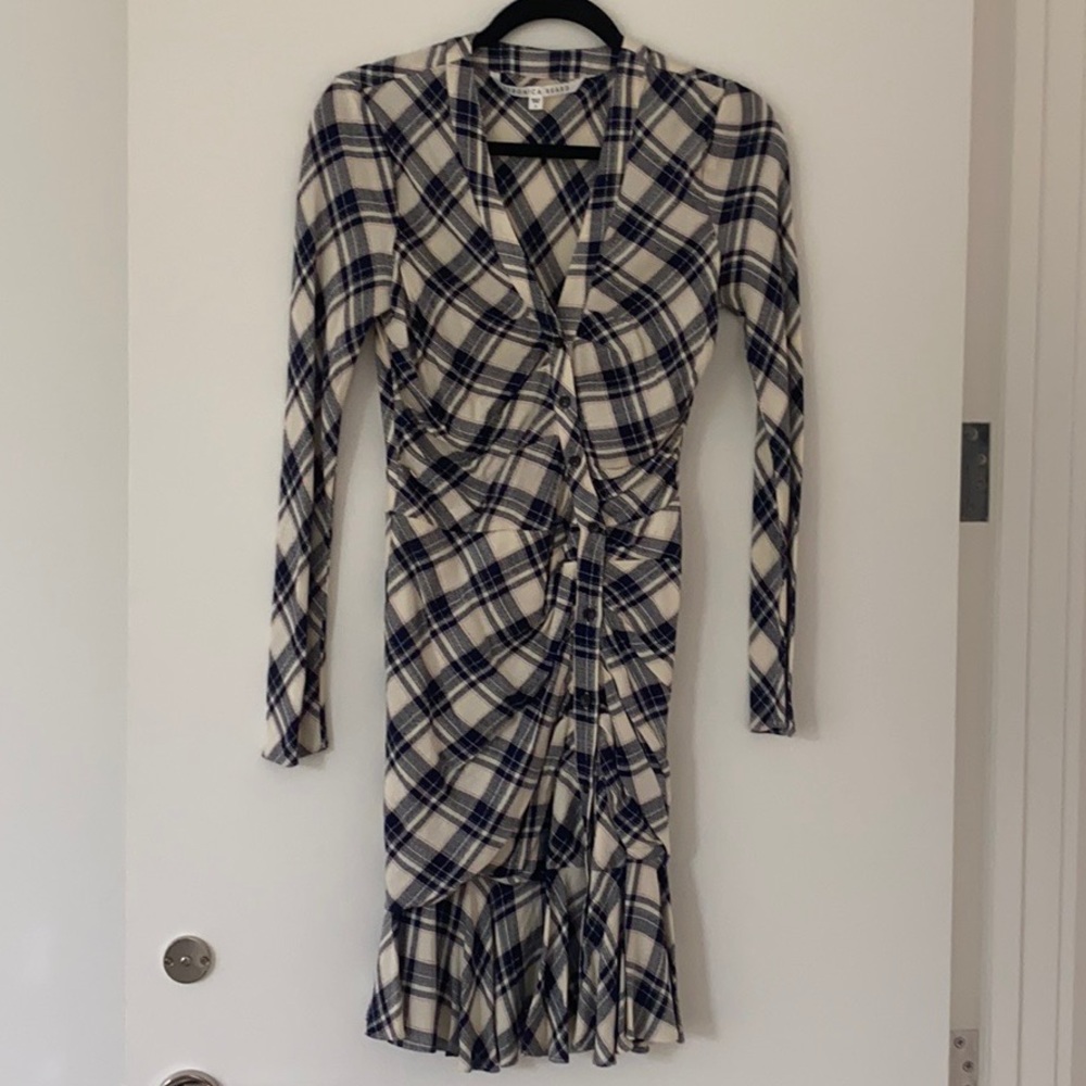 Veronica Beard Rowe Button- front ruched dress
